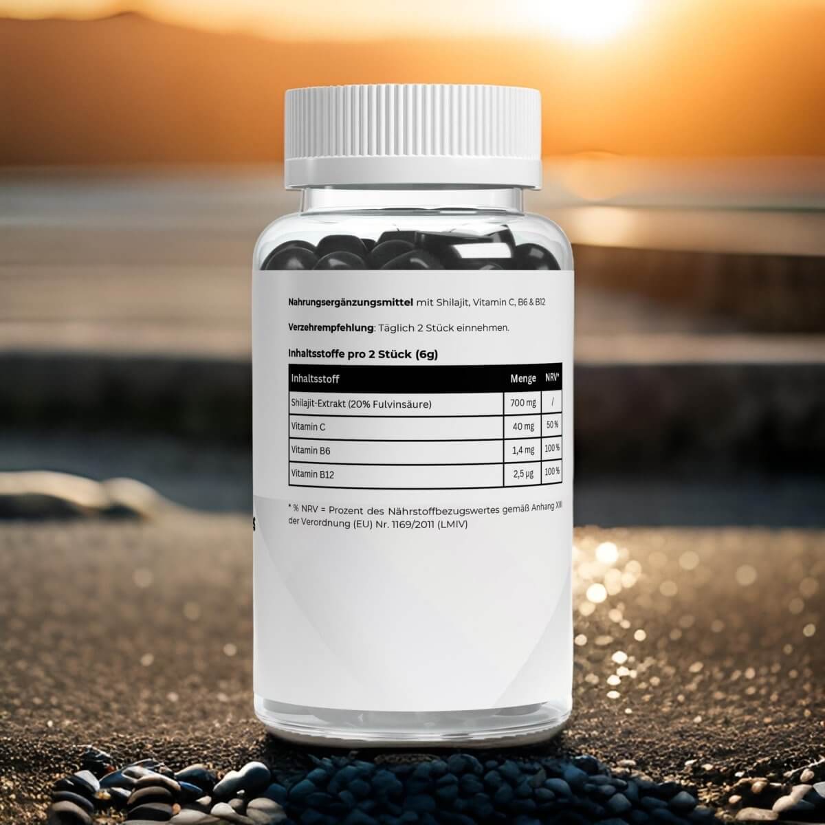 Löwenmähne Gummies von Wellness Formel – Nahrungsergänzung mit Blueberry-Geschmack, vegan, zuckerfrei und mit Vitamin B6. 60 Gummies in einer transparenten Dose mit weißem Deckel und Etikett