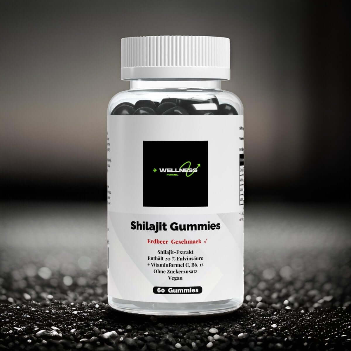 Löwenmähne Gummies von Wellness Formel – Nahrungsergänzung mit Blueberry-Geschmack, vegan, zuckerfrei und mit Vitamin B6. 60 Gummies in einer transparenten Dose mit weißem Deckel und Etikett