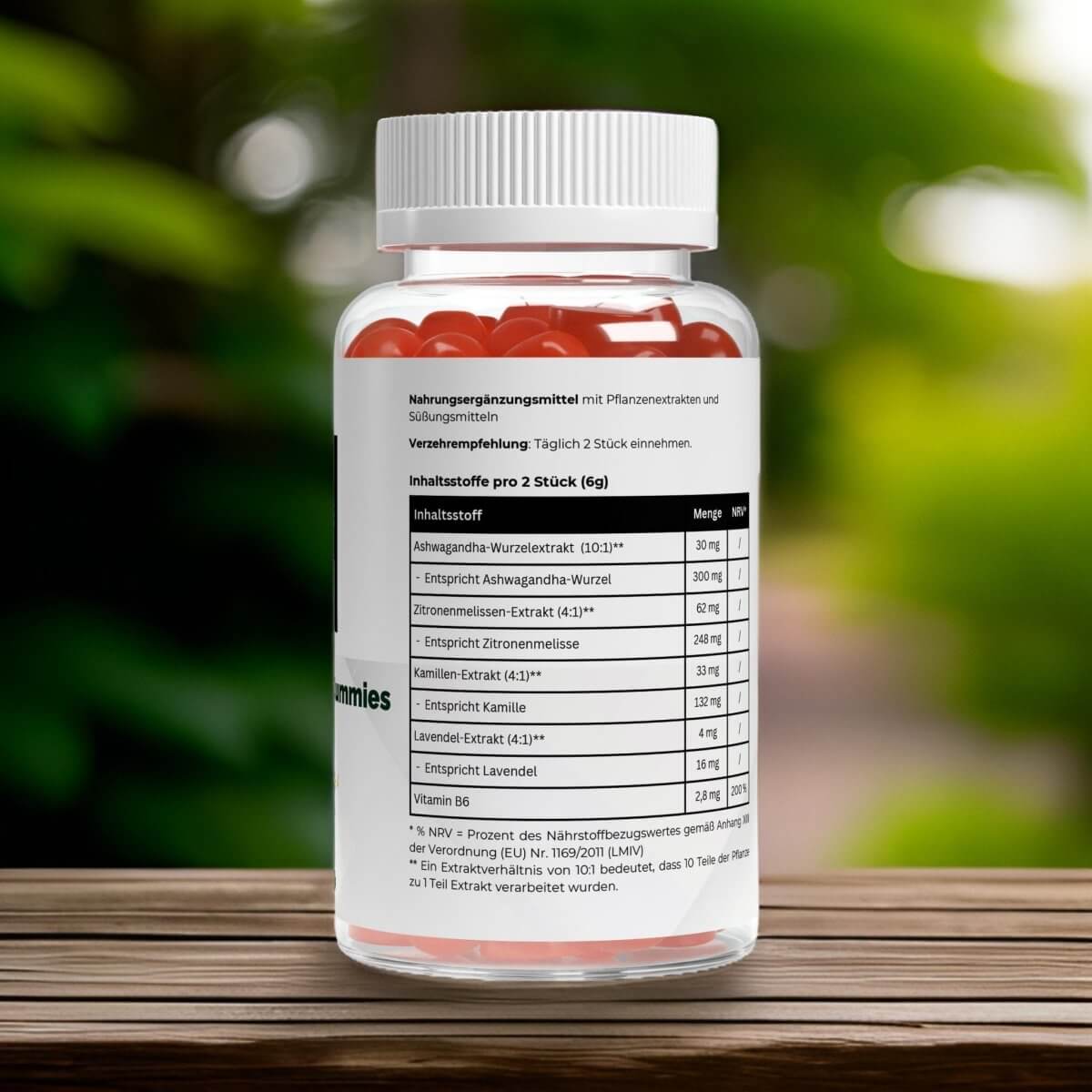 Löwenmähne Gummies von Wellness Formel – Nahrungsergänzung mit Blueberry-Geschmack, vegan, zuckerfrei und mit Vitamin B6. 60 Gummies in einer transparenten Dose mit weißem Deckel und Etikett