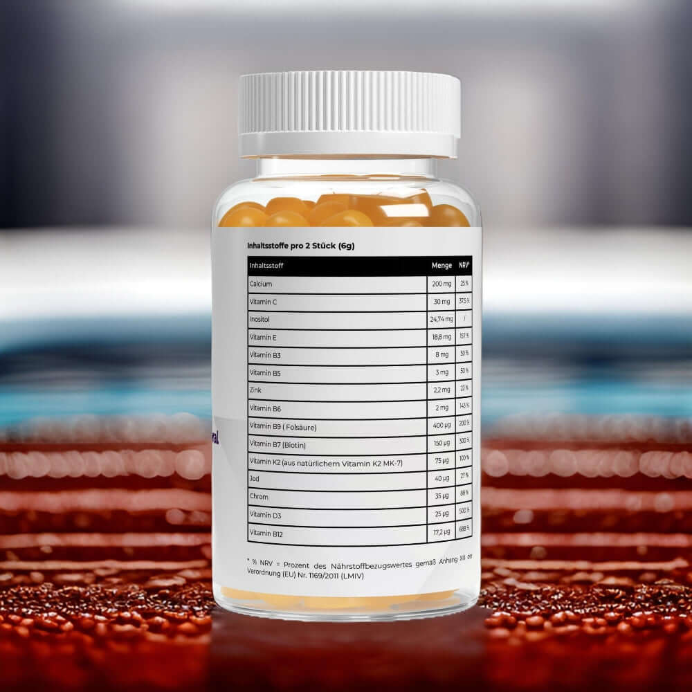 Löwenmähne Gummies von Wellness Formel – Nahrungsergänzung mit Blueberry-Geschmack, vegan, zuckerfrei und mit Vitamin B6. 60 Gummies in einer transparenten Dose mit weißem Deckel und Etikett